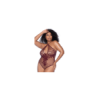Body string grande taille en résille couleur cerise 